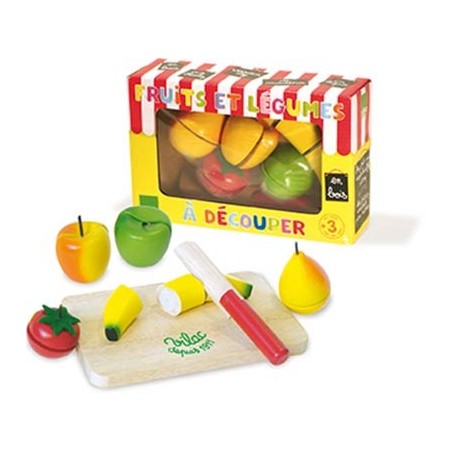 FRUITS ET LEGUMES A DECOUPER 7 pièces en Bois 21x14x6cm