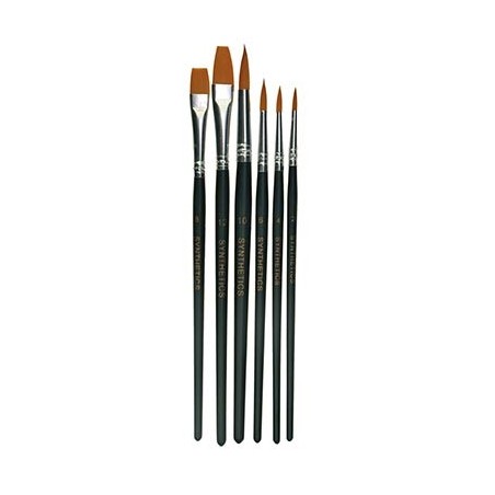 SET DECOUVERTE 6 PINCEAUX ET BROSSES PLATES SYNTHETIQUES