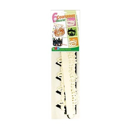 6 COURONNES PAPIER NOIRES ET BLANCHES