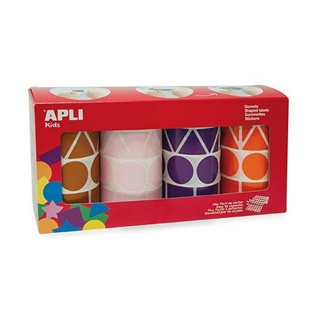 4 ROULEAUX 5428 GOMMETTES GÉOMÉTRIQUES ASSORTIES COLORIS FUN