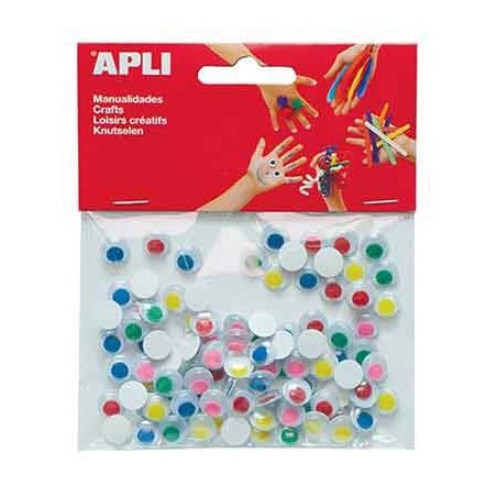 100 YEUX MOBILES RONDS COULEURS ADHESIFS Ø10MM ASSORTIS
