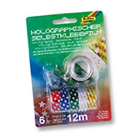 Lot 6 BANDES ADHESIVES Film hollographique étoiles 12mmx2m