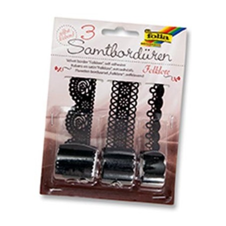3 BORDURES VELOURS ADHÉSIVES NOIRES FOLKLORE