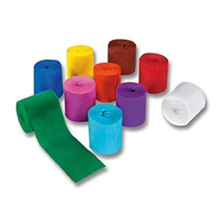 10 ROULEAUX PAPIER CREPON 5CMX10M ASSORTIES