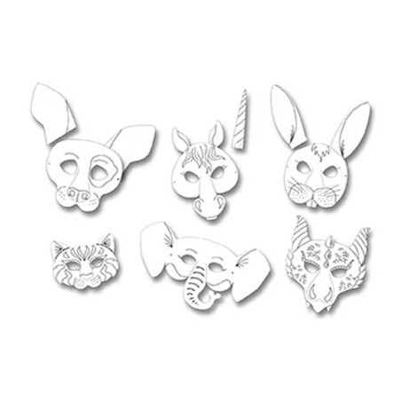6 MASQUES CARTON ANIMAUX ASSORTIS