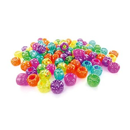 1 000 PERLES CASSIS PLASTIQUE PAILLETÉES COLORIS ASSORTIS