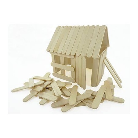 500 BÂTONNETS PLATS BOIS 6,5CM COLORIS NATUREL