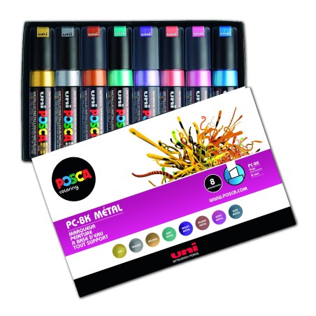 POSCA PC-8K 8 MARQUEURS COLORIS METAL ASSORTIS