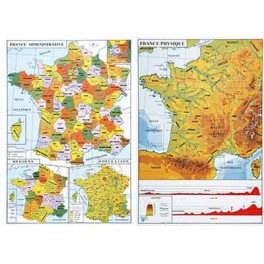 CARTE DE FRANCE PHYSIQUE FRANCE ADMINISTRATIVE