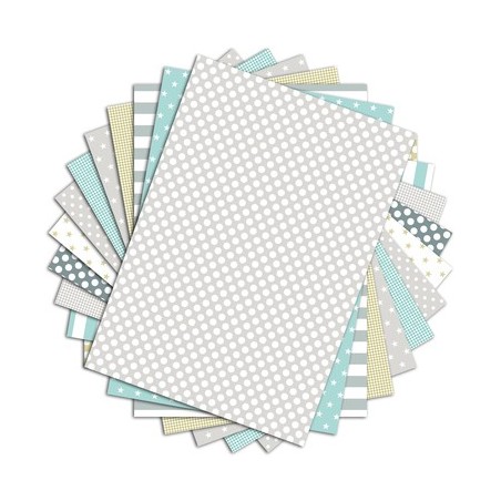 LOT 48 FS PAPIER IMPRIMES - MENTHE, GRIS, AMANDE