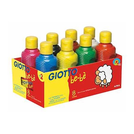BE-BE 8 FLACONS GOUACHE 250ML ASSORTIS