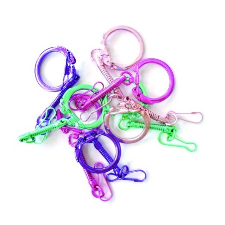 10 ATTACHES PORTE-CLÉS + MOUSQUETONS COLORIS ASSORTIS
