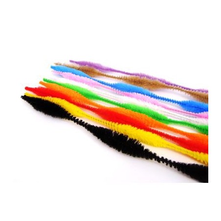 CHENILLE SPIRALE, DIAM 10 MM X L 30 CM, PACK DE 100 BRINS, 10 COULEURS ASSORTIES