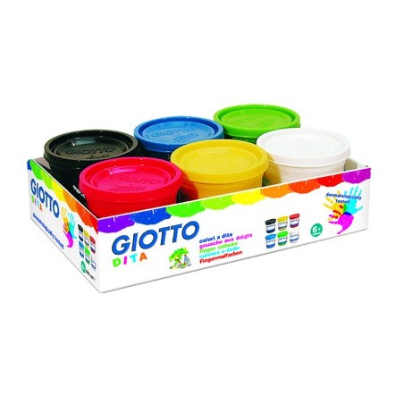 GOUACHE AUX DOIGTS GIOTTO DITA - LOT DE 6 POTS 200ML ASSORTIS