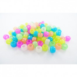 1 000 PERLES CASSIS PLASTIQUE PHOSPHORESCENTS ASSORTIS