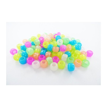 1 000 PERLES CASSIS PLASTIQUE PHOSPHORESCENTS ASSORTIS