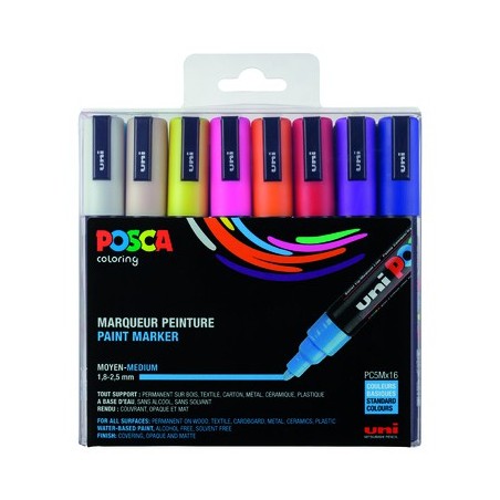 POSCA PC-5M 16 MARQUEURS COLORIS ASSORTIS