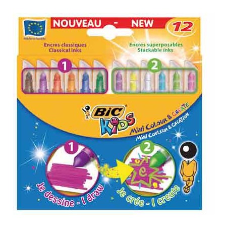 FEUTRES magiques MINI COLOUR & CREATE  pochette  12 assortis