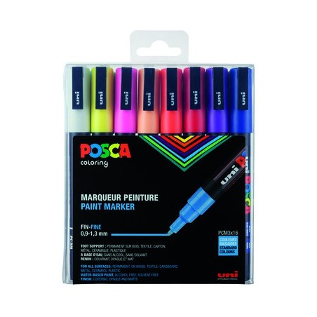 POSCA PC-3M 16 MARQUEURS COLORIS ASSORTIS