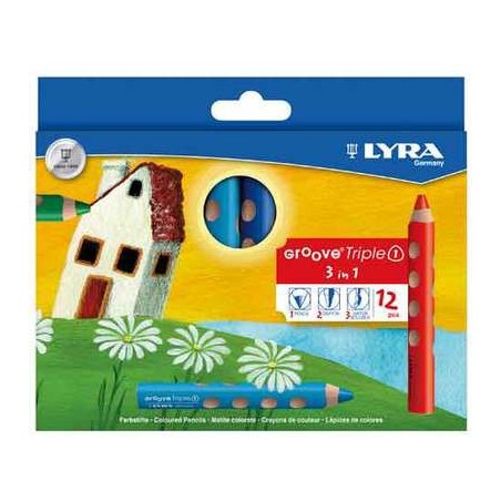 GROOVE TRIPLE ONE 12 CRAYONS COULEURS ASSORTIS