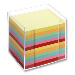 BLOC CUBE PAPIER COLORIS ASSORTIS AVEC PLEXI