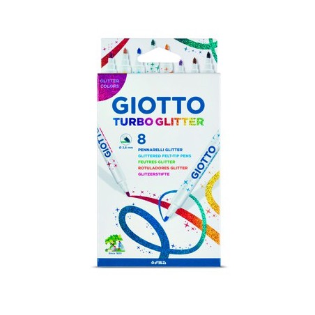 TURBO GLITTER 8 FEUTRES COLORIS ASSORTIS