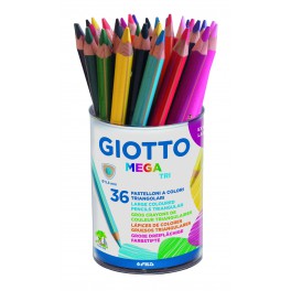 MÉGA TRI POT 36 CRAYONS COULEURS ASSORTIS