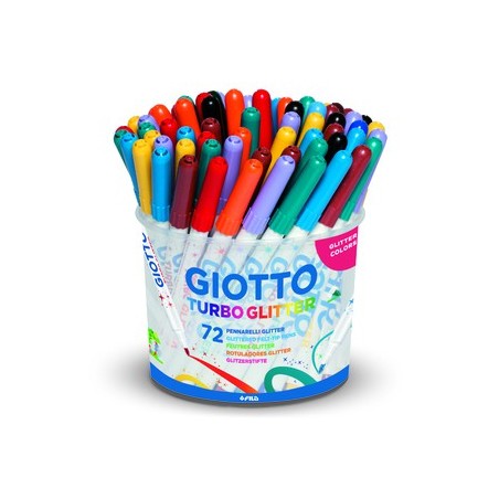 TURBO GLITTER POT 72 FEUTRES COLORIS ASSORTIS