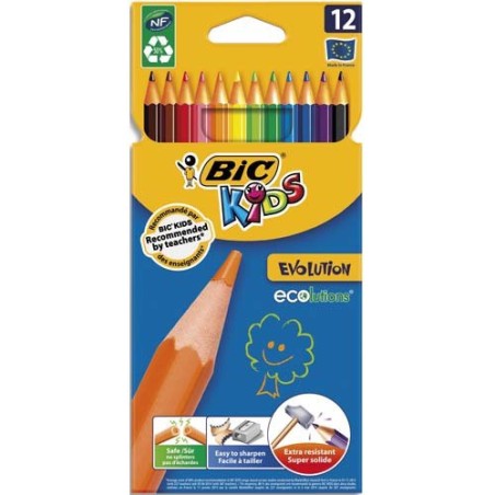 KIDS EVOLUTION 12 CRAYONS COULEURS ASSORTIS