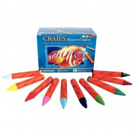 MANLEY BOÎTE 50 CRAIES AQUARELLABLES COLORIS ASSORTIS