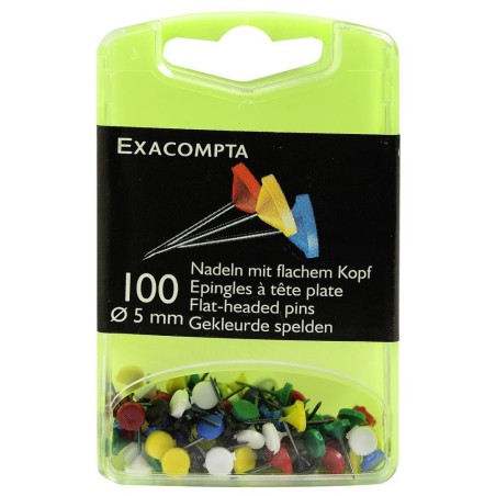 100 EPINGLES DE SIGNALISATION  TETE PLATE COLORIS ASSORTIS