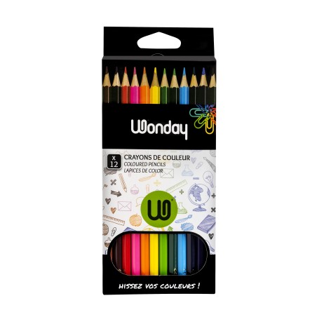 WONDAY 12 CRAYONS COULEURS ASSORTIS 1ER PRIX