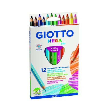 MÉGA TRI 12 CRAYONS COULEURS ASSORTIS