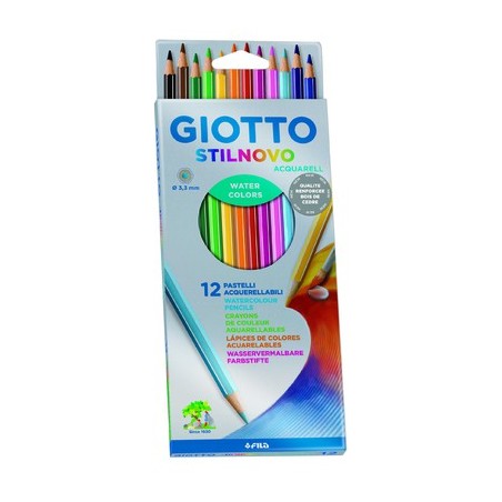 STILNOVO AQUARELLABLE 12 CRAYONS COULEURS ASSORTIS