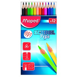 SCHOOLPEP'S 12 CRAYONS COULEURS ASSORTIS