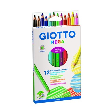 MEGA 12 CRAYONS COULEURS ASSORTIS