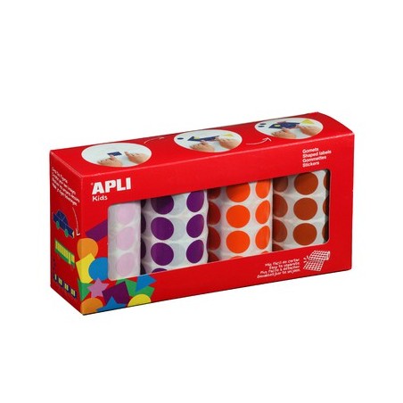 4 ROULEAUX 7080 GOMMETTES RONDES 20MM COLORIS FUN