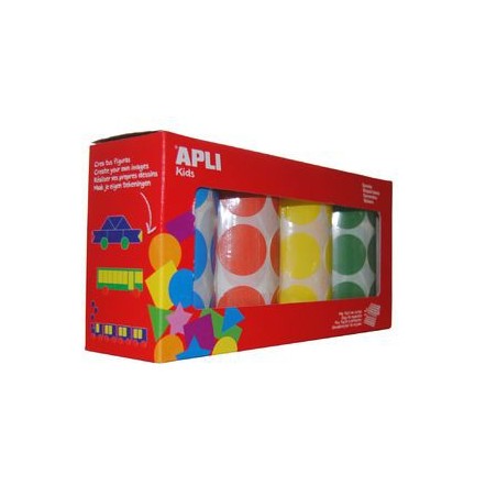 4 ROULEAUX 2832 GOMMETTES RONDES 33MM COLORIS CLASSIQUES