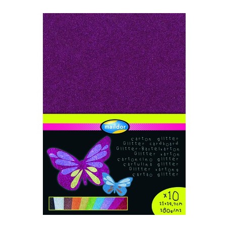 10F CARTON PAILLETTE 200GR 21X29,7CM ASSORTIES