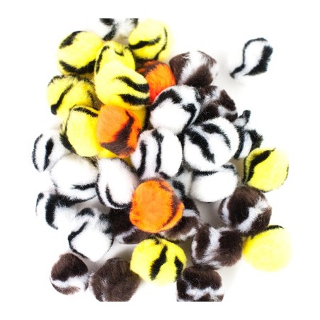 LOT DE 200 POMPONS ANIMAUX TAILLES ET COUL.ASS.