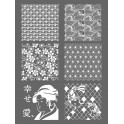 LOT 4 POCHOIRS ASS. FLORAL/FLEUR/ROND/JAPON