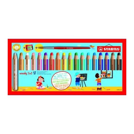 WOODY 18 CRAYONS COLORIS ASSORTIS