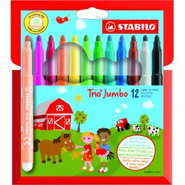 TRIO JUMBO 12 FEUTRES COLORIS ASSORTIS