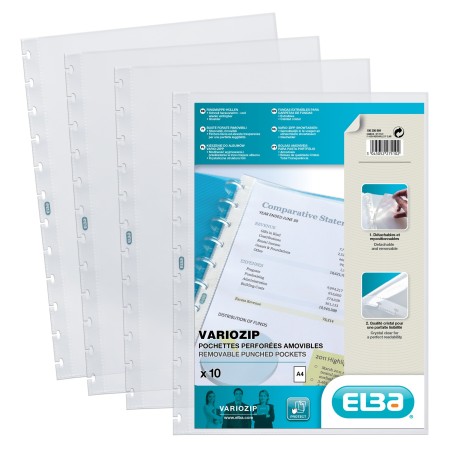 10 POCHETTES PERFORÉES POUR PROTEGE-DOCUMENTS VARIO-ZIP