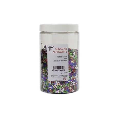 POT 120 GR PAILLETTES SEQUINS ALPHABET