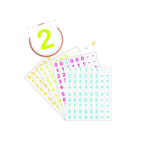 264 GOMMETTES CHIFFRES  4 PLANCHES 21X16CM