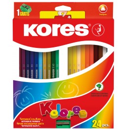 ETUI 24 CRAYONS DE COULEUR 18CM KORES ASSORTIS