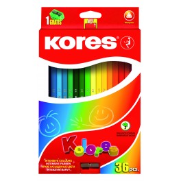 ETUI 36 CRAYONS DE COULEUR 18CM KORES ASSORTIS