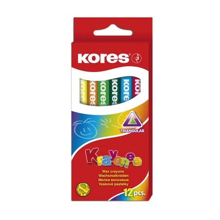 ETUI 12 CRAYONS CIRE TRIANGULAIRES 10MM COUL. ASS.