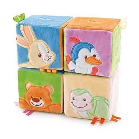 CUBES A MANIPULER TISSU 9x9cm  Lot de 4